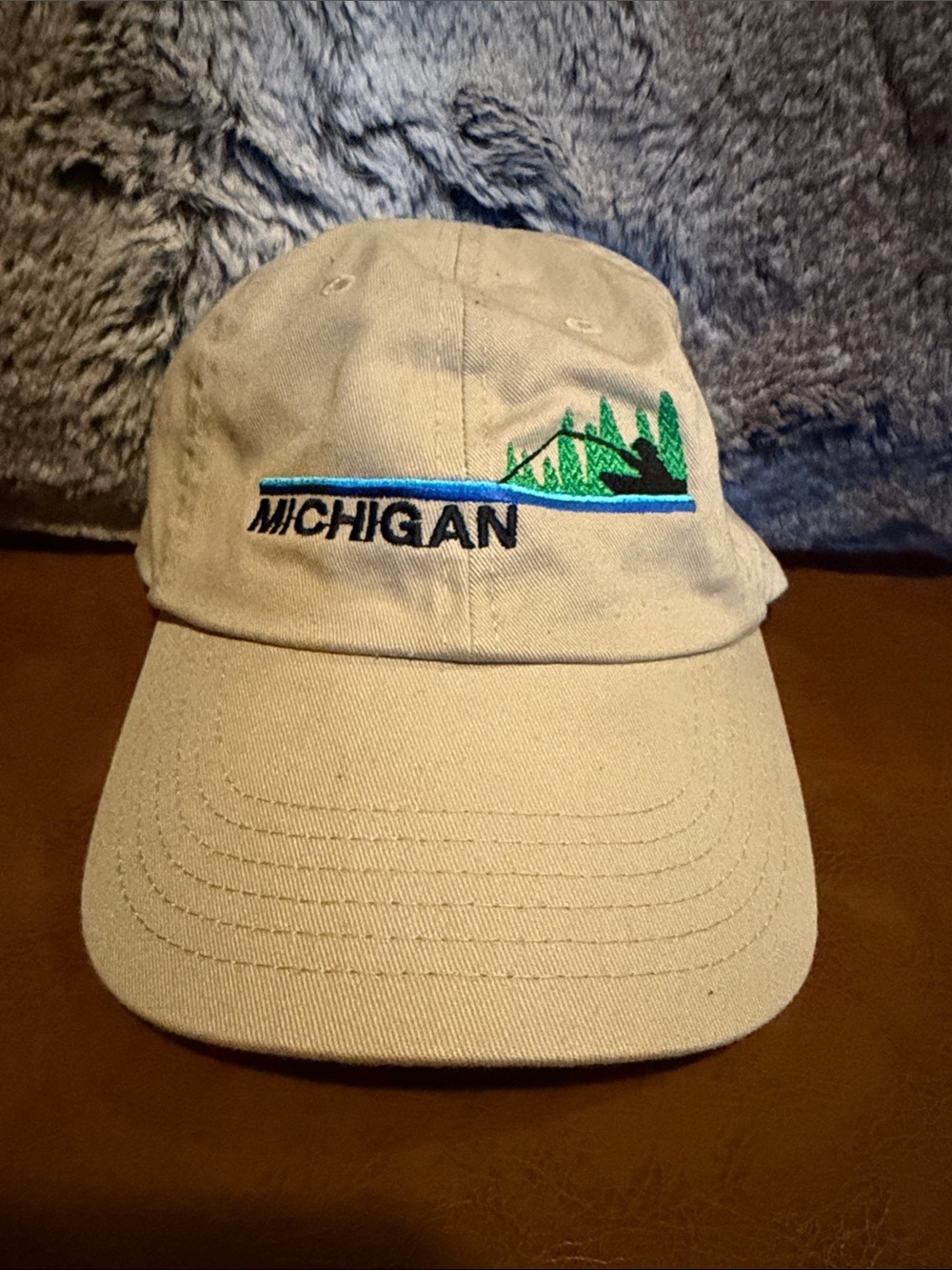 Michigan Embroidered Khaki Baseball Cap